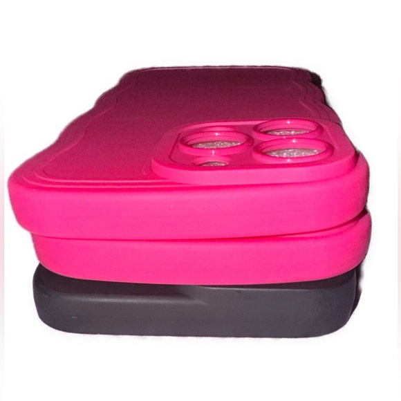 NWOT Stylish Black and Pink iPhone 15 Pro Max Case Set lot of 3 - Picture 5 of 6